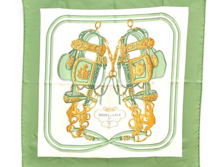 Auth HERMES Petit Carre 40 Scarf Handkerchief  BRIDES de GALA  Silk Green 3226D Online now