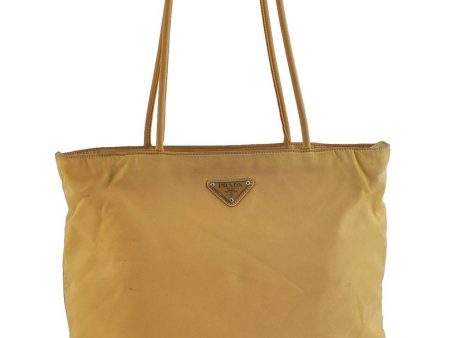 Authentic PRADA Nylon Shoulder Tote Bag Purse Yellow 7380C For Discount