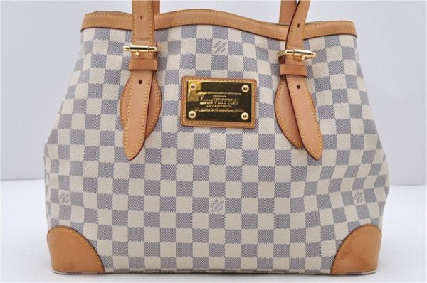 Auth LOUIS VUITTON Damier Azur Hampstead MM Shoulder Tote Bag N51206 LV 8422C on Sale