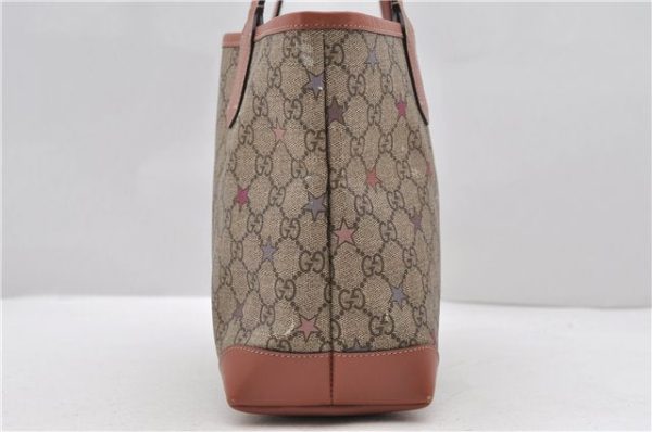 Auth GUCCI GG Supreme Stars Shoulder Tote Bag PVC Leather 309499 Brown 8638C Online Hot Sale