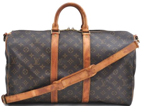 Auth Louis Vuitton Monogram Keepall Bandouliere 45 Boston Bag M41418 LV H9940 Hot on Sale