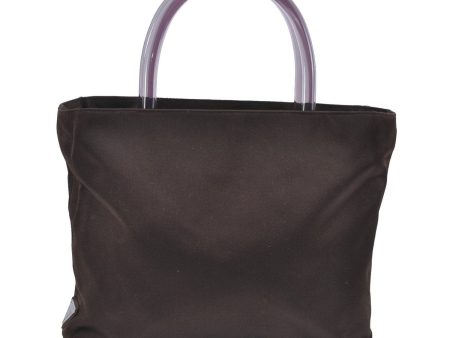 Authentic PRADA Satin Leather Plastic Tote Hand Bag Purse Brown H8151 For Cheap