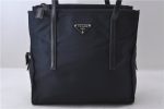 Authentic PRADA Nylon Leather Shoulder Tote Bag Navy Blue 2594D Online Hot Sale