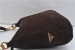 Authentic PRADA Suede Leather Shoulder Tote Bag Brown 7204C Supply