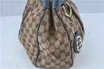 Auth GUCCI Sukey Shoulder Tote Bag GG Canvas Leather 211944 Brown Blue 5581C Online Hot Sale