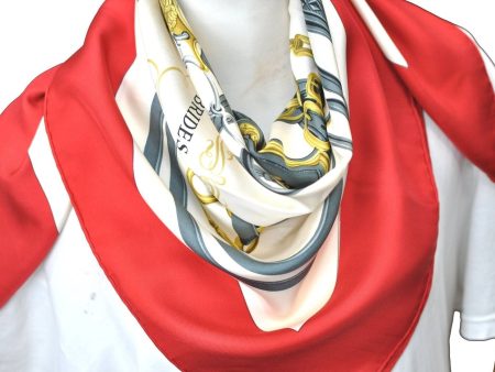 Authentic HERMES Carre 90 Scarf  BRIDES de GALA  Silk Red G9706 Discount