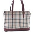 Authentic BURBERRY Nova Check Shoulder Tote Bag Canvas Leather Beige Red H8220 Fashion