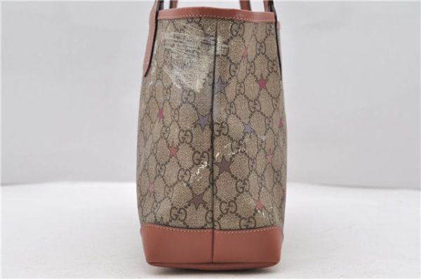 Auth GUCCI GG Supreme Stars Shoulder Tote Bag PVC Leather 309499 Brown 8638C Online Hot Sale