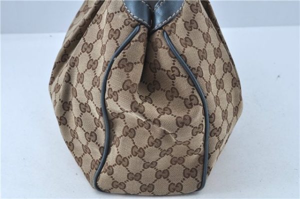 Auth GUCCI Sukey Shoulder Tote Bag GG Canvas Leather 211944 Brown Blue 5581C Online Hot Sale