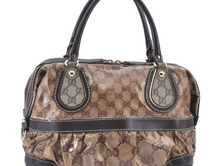 Auth GUCCI Jumbo GG Crystal Shoulder Tote Bag PVC Leather 223962 Brown H8111 Sale