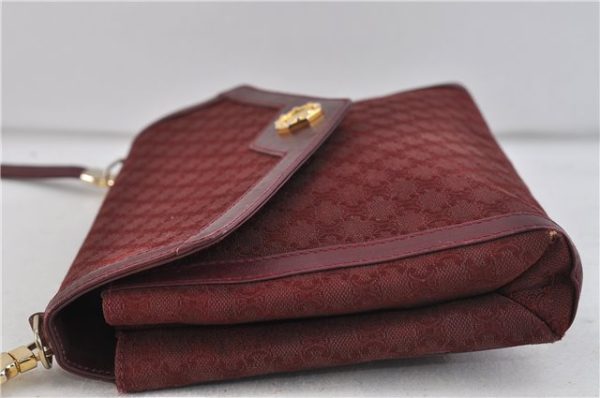 Auth CELINE Macadam Blason Shoulder Cross Body Bag Canvas Leather Bordeaux 6978C For Cheap