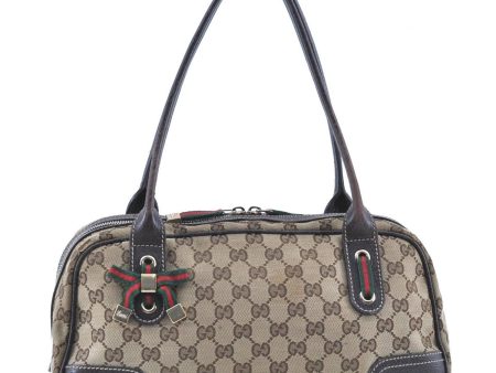 GUCCI Web Sherry Line Princy Ribbon Shoulder Bag GG Canvas 161720 Brown H7844 Online now