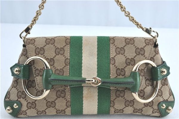 GUCCI Sherry Line Horsebit Shoulder Bag GG Canvas Leather 131470 Brown 0681C For Sale