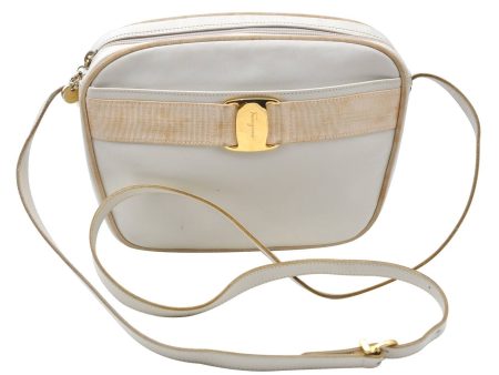 Authentic Salvatore Ferragamo Vara Shoulder Cross Body Bag Leather White H6059 Discount