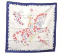 Authentic HERMES Carre 90 Scarf Flower Horse Motif Silk Navy Box 4252C Discount