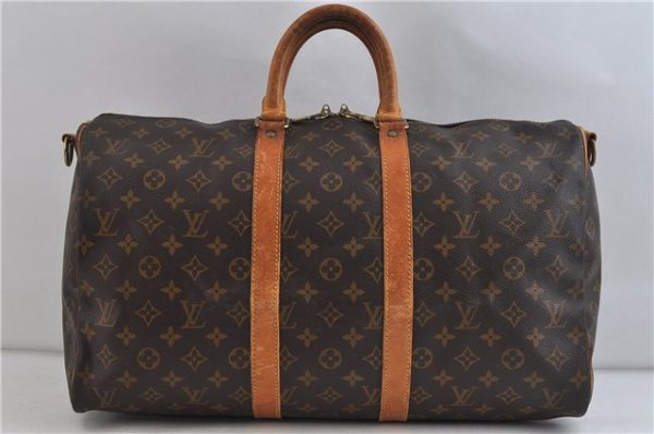 Auth LOUIS VUITTON Monogram Keepall Bandouliere 45 Boston Bag M41418 LV 6813C For Cheap