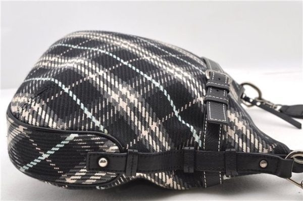 Auth BURBERRY BLUE LABEL Check Shoulder Cross Bag Cotton Leather Black 4662C Online