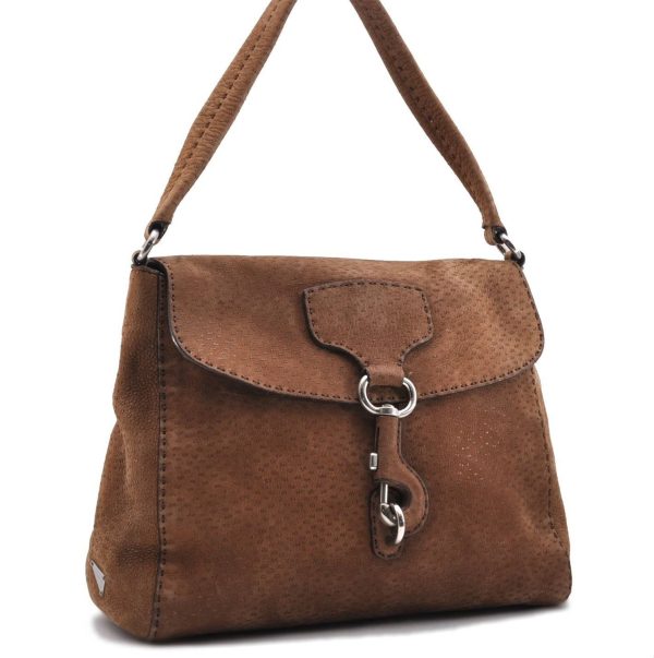 Authentic PRADA Suede Shoulder Hand Bag Purse Brown 8606C Hot on Sale