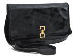 Auth Ferragamo Gancini Enamel Shoulder Cross Body Bag Clutch Purse Black H2674 Sale