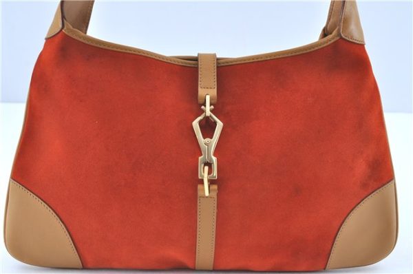 Auth GUCCI Bamboo Kandinsky Shoulder Hand Bag Suede Leather 0014060 Orange H8285 For Sale