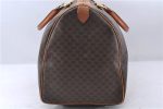 Auth CELINE Macadam Blason Pattern Travel Boston Bag PVC Leather Brown 7400C For Sale