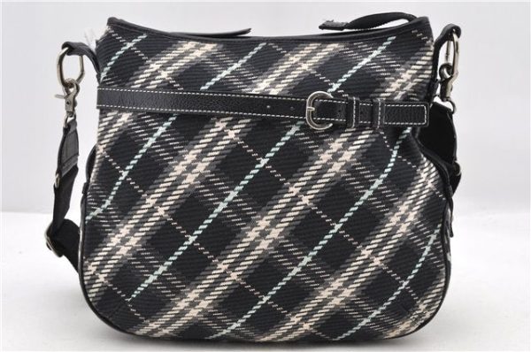 Auth BURBERRY BLUE LABEL Check Shoulder Cross Bag Cotton Leather Black 4662C Online