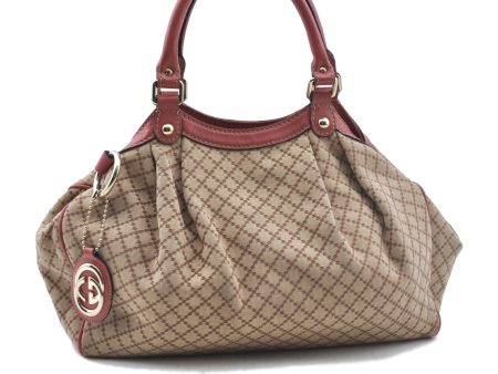 Auth GUCCI Diamante Sukey Shoulder Tote Bag Canvas Leather 211944 Brown G5690 Online