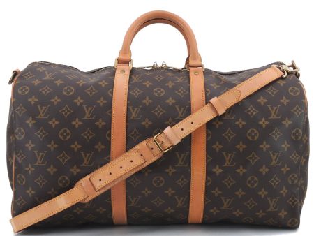 Auth Louis Vuitton Monogram Keepall Bandouliere 50 Boston Bag M41416 LV 9632C Fashion