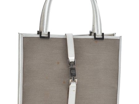 Auth GUCCI Jackie Shoulder Tote Bag Canvas Leather 0021065 Beige White H8248 For Sale