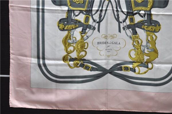 Authentic HERMES Carre 90 Scarf  BRIDES de GALA par  Silk Pink 2781D on Sale