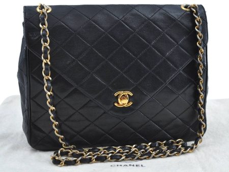 Auth CHANEL Lamb Skin Matelasse Chain Shoulder Cross Body Bag Black CC H3433 Online