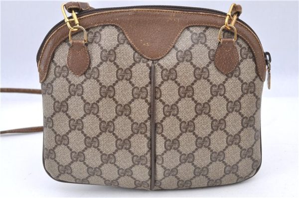 Auth GUCCI Web Sherry Line Shoulder Cross Body Bag GG PVC Leather Brown H7649 Cheap