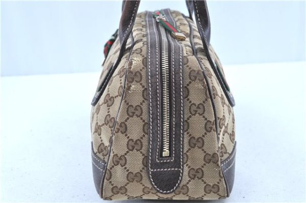 GUCCI Web Sherry Line Princy Ribbon Shoulder Bag GG Canvas 161720 Brown H7844 Online now