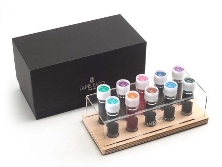 Lapis Bard Ink Vial Set of 10 colors in 5ml each with Acrylic Stand For Sale